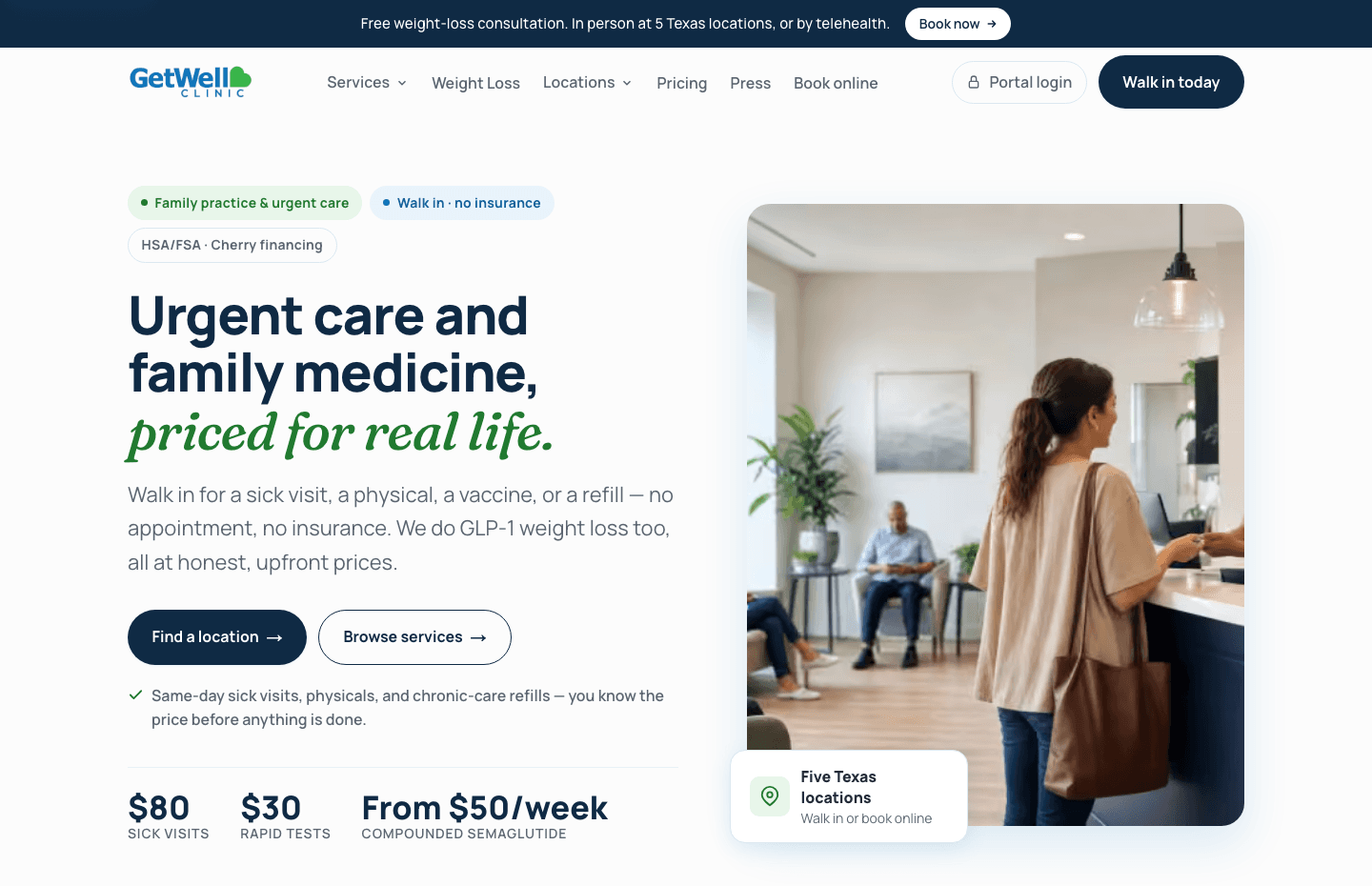 Get Well Clinic, the site we built